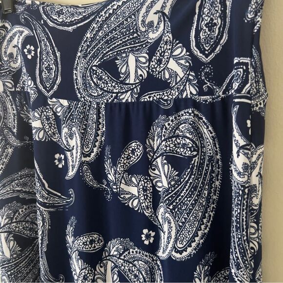 Azules Womens Navy White Paisley Stretch Made In USA Maxi Skirt Size Large - Picture 4 of 4